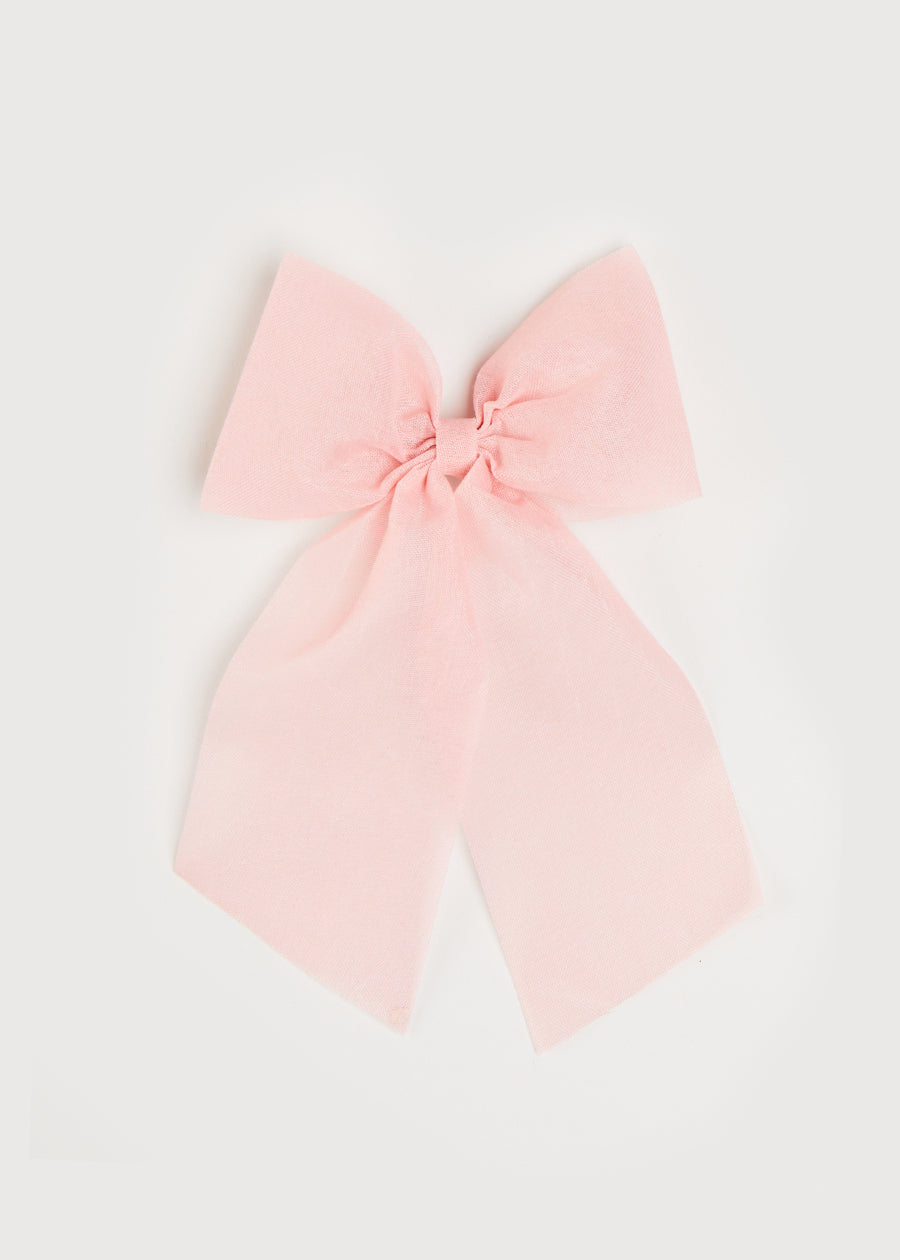 Tulle Long Bow Clip In Rose Pink HAIR ACCESSORIES from Pepa London US