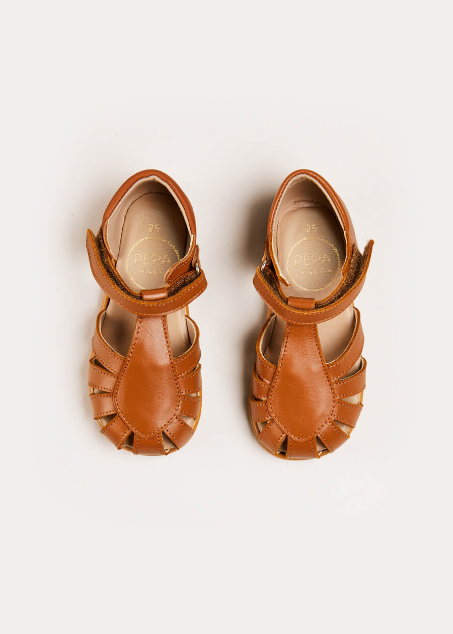 Leather Fishermans Sandals in Brown (21-27EU) Shoes from Pepa London US