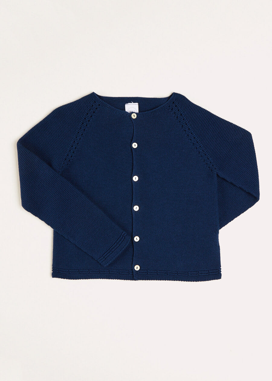Plain Cardigan in Navy (6mths-10yrs) Knitwear from Pepa London US
