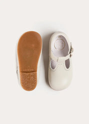 T-Bar Leather Baby Shoes in Ivory (20-24EU) Shoes from Pepa London US