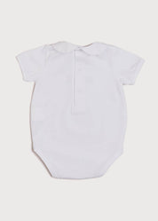 Embroidered Boat Motif Peter Pan Collar Bodysuit in White (1mth-3yrs) Tops & Bodysuits from Pepa London US