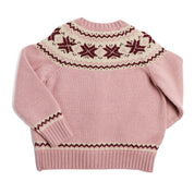 Classic Fair Isle Cardigan With Rib Details in Pink (12mths-10yrs) Knitwear from Pepa London US