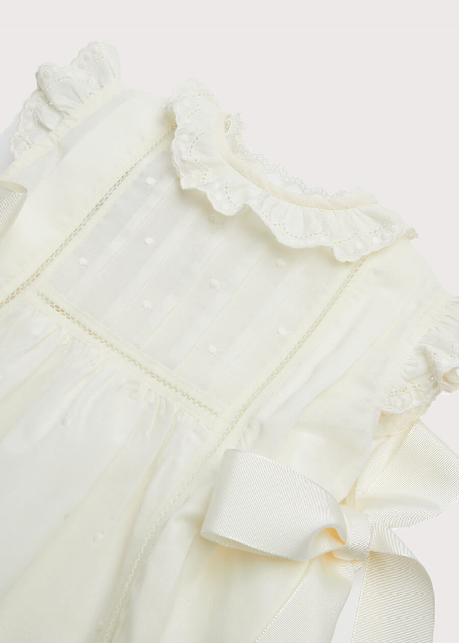 Embroidered Lace Trim Gown in Ivory (3-18mths) Gowns from Pepa London US