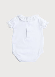 Piculina Trim Cotton Bodysuit in White (1mths-3yrs) Tops & Bodysuits from Pepa London US