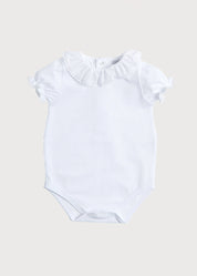 Piculina Trim Cotton Bodysuit in White (1mths-3yrs) Tops & Bodysuits from Pepa London US