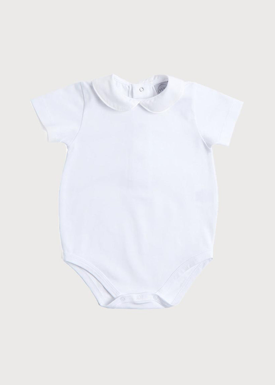 Peter Pan Collar Bodysuit in White (0mths-3yrs) Tops & Bodysuits from Pepa London US