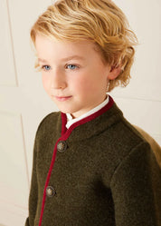 Austrian Single Breasted Contrast Trim Jacket in Green (18mths-10yrs) Coats from Pepa London US