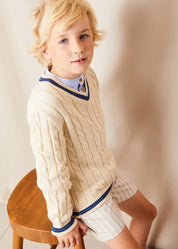 Brompton Striped Shorts in Beige (4-10yrs) SHORTS from Pepa London US