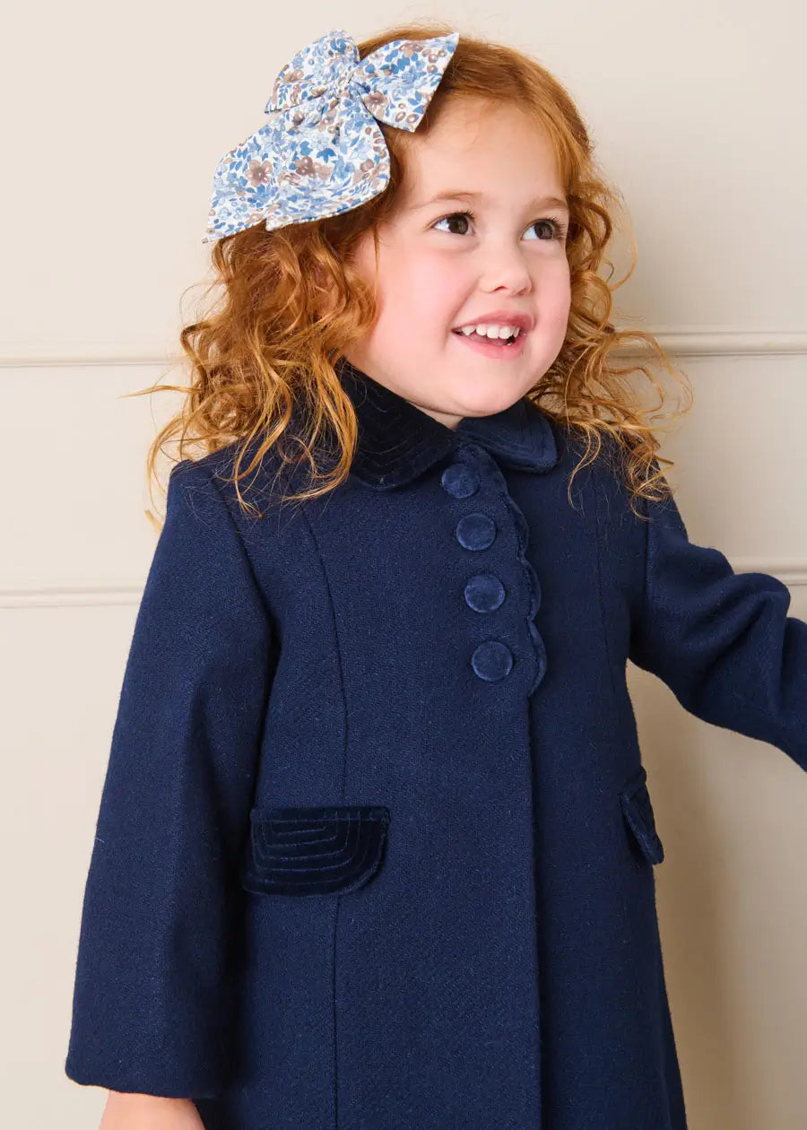Beatrice Floral Long Bow Hair Clip in Blue (OS) Hair Accessories from Pepa London US