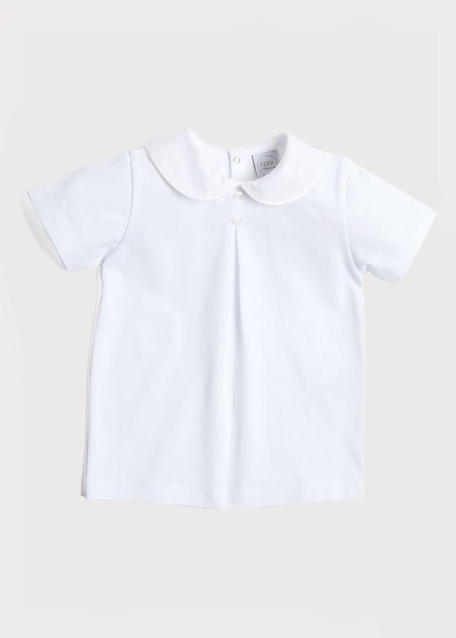 Button Detail Cotton Top in White (2-6yrs) Tops & Bodysuits from Pepa London US