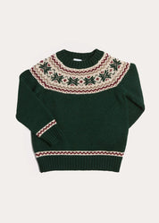 Classic Fair Isle Merino Wool Jumper in Green (12mths-10yrs) Knitwear from Pepa London US