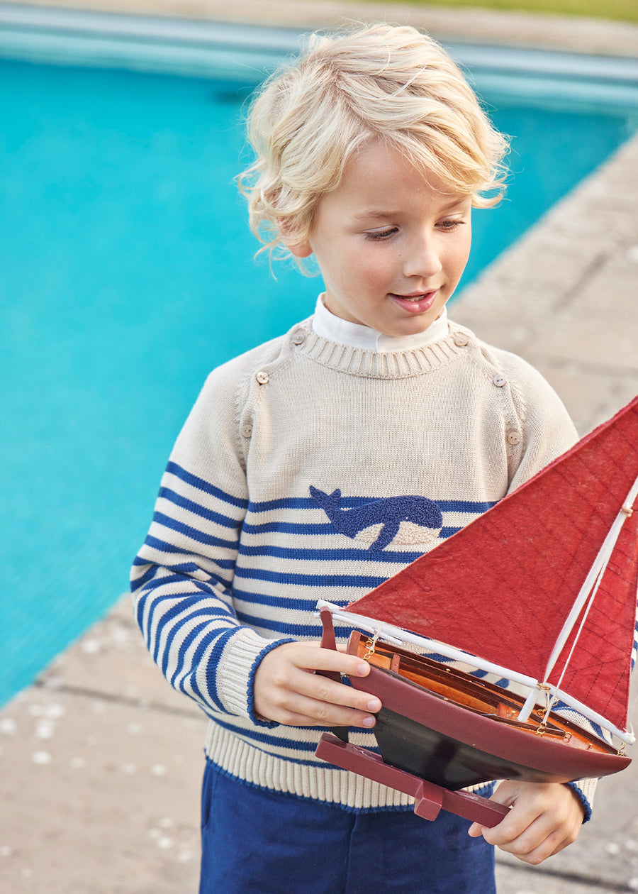 Multi Coloured Wooden Sailing Boat (Set Of 4) Toys from Pepa London US