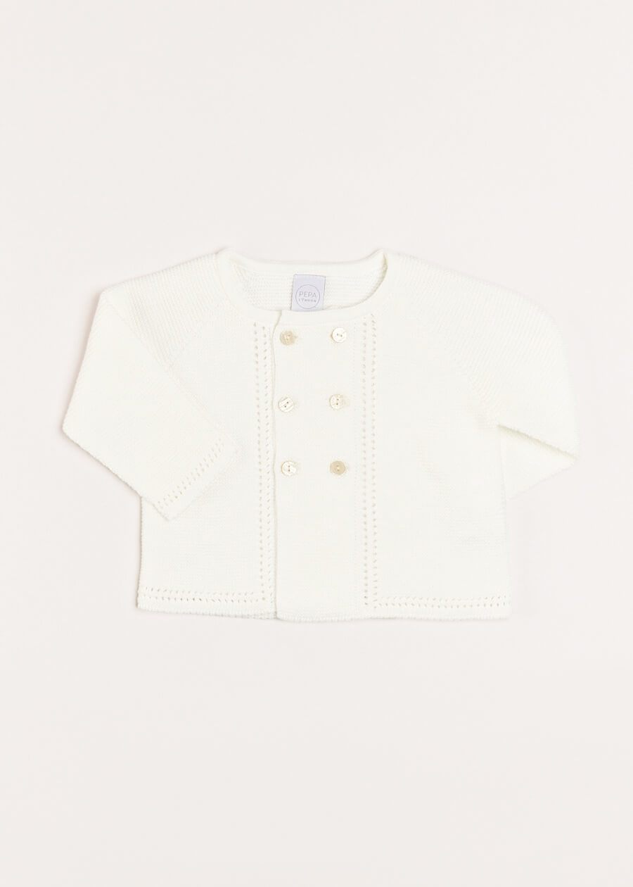 Boys Celebration Cardigan in Ivory (12mths-10yrs) Knitwear from Pepa London US