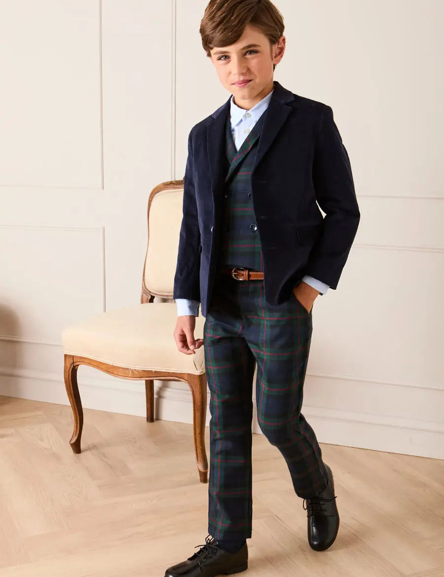 Kinnerton Tartan Pocket Detail Trousers in Navy (4-10yrs) Trousers from Pepa London US
