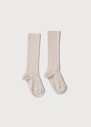 Beige Ribbed Knee-High Socks (3mths-10yrs) Socks from Pepa London US
