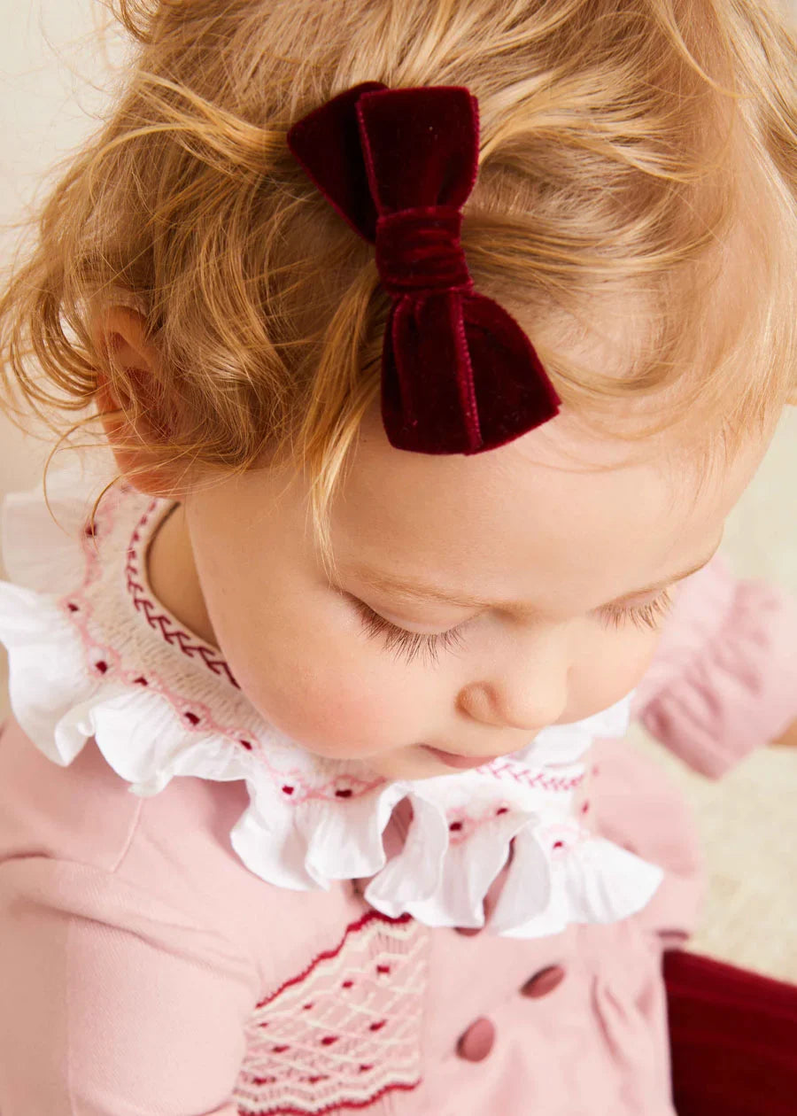 Velvet Medium Bow Clip in Burgundy Hair Accessories from Pepa London