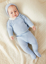 Dot Detail Knitted Set in Baby Blue (1-6mths) KNITTED SETS from Pepa London US