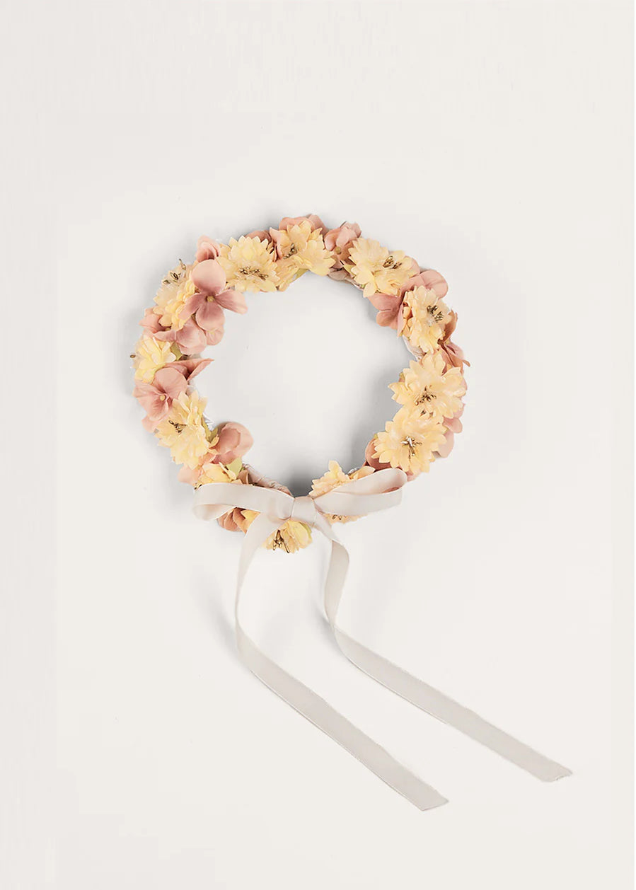 Flower Pearl Detail Crown in Pink HAIR ACCESSORIES from Pepa London US