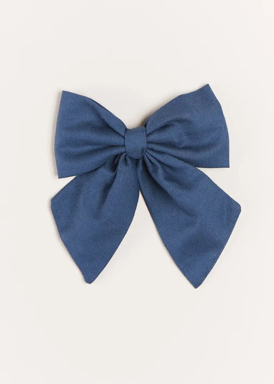 Plain Long Bow Clip in Royal Blue Hair Accessories from Pepa London US