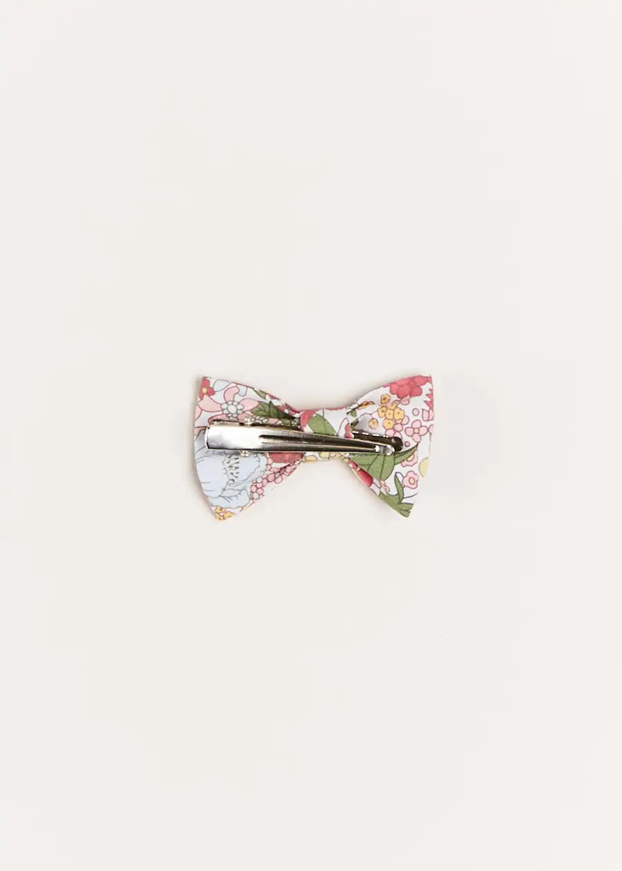 Florence Floral Small Bow Clip in Pink Hair Accessories from Pepa London US