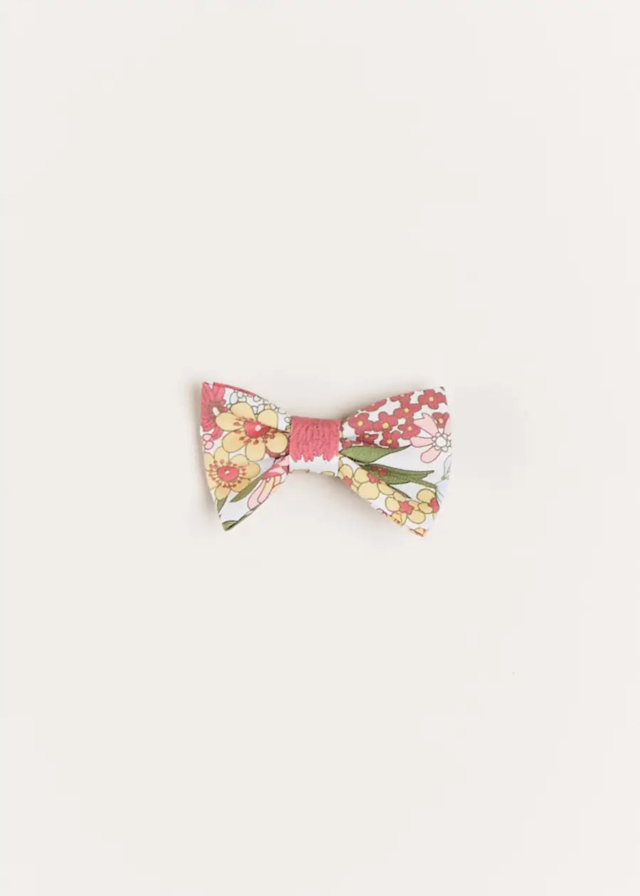 Florence Floral Small Bow Clip in Pink Hair Accessories from Pepa London US