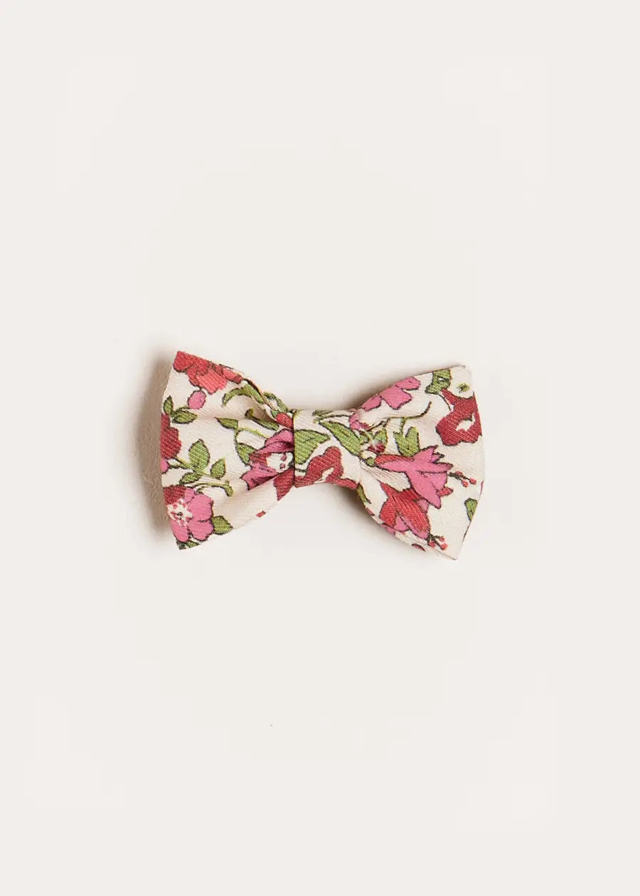 Daphne Floral Small Bow Clip in Raspberry Hair Accessories from Pepa London US