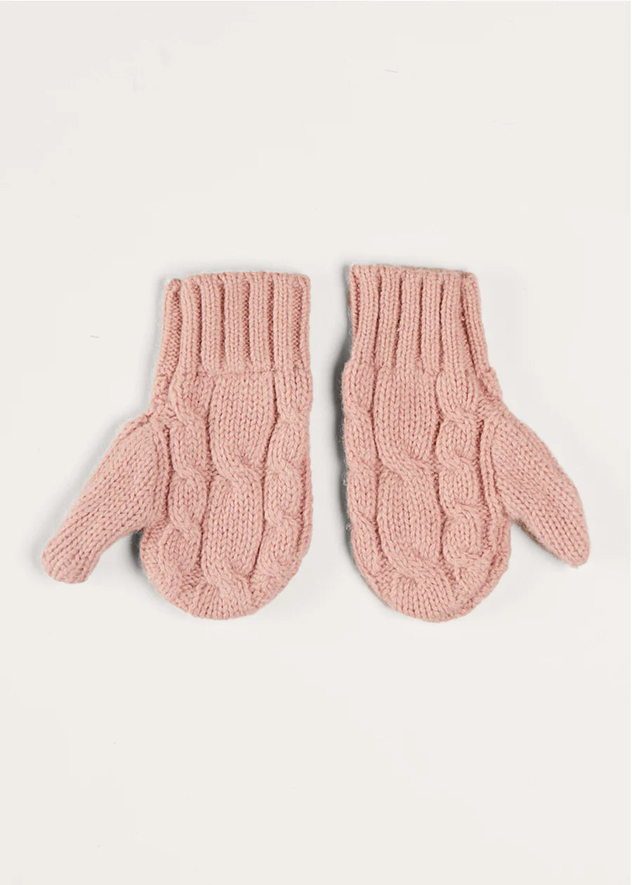 Cable Detial Knitted Mittens in Pink (S-L) Accessories from Pepa London US