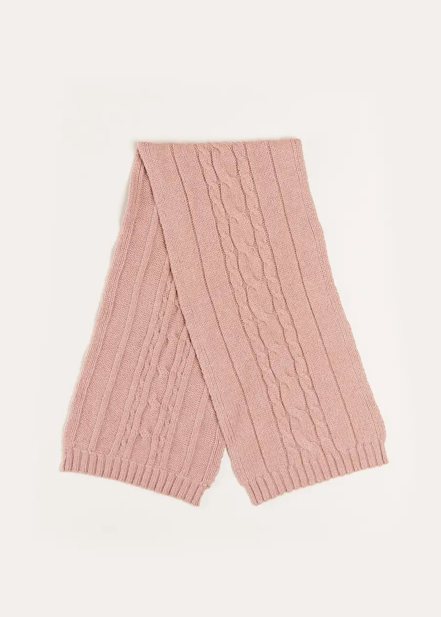 Cable Detail Knitted Scarf in Pink Accessories from Pepa London US