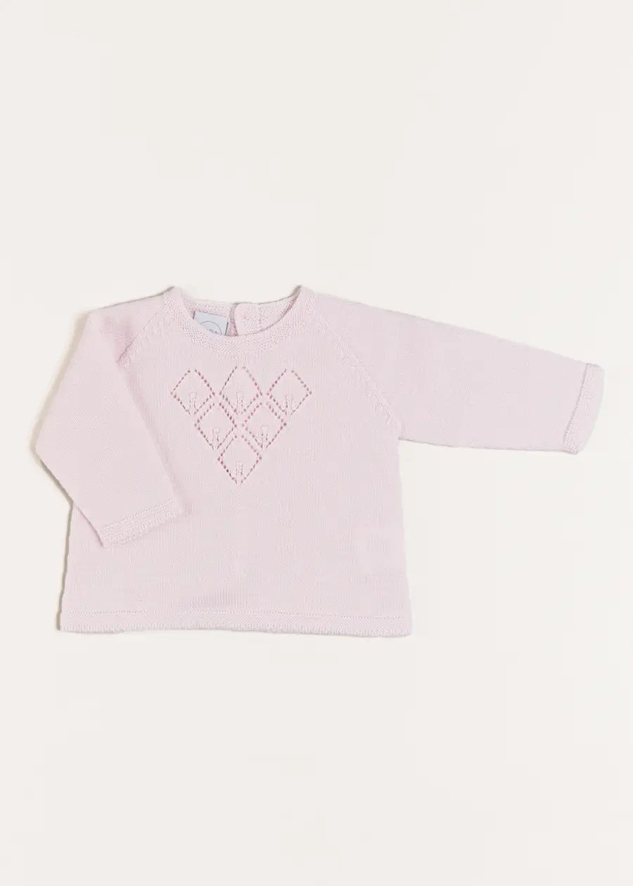 Openwork Detail Jumper in Pink (1-9mths) Knitwear from Pepa London US