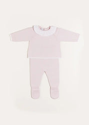 Dot Detail Lace Collar Knitted Set in Pink (1-6mths) Knitted Sets from Pepa London US