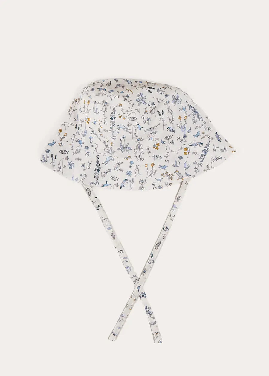 Ellis Birds Tie Hat in Blue Made with Liberty Fabric (XS-L) ACCESSORIES from Pepa London US