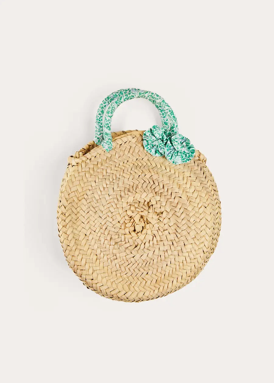 Adelaide Floral Detail Raffia Bag in Green ACCESSORIES from Pepa London US