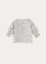 Ellis Floral Long Sleeve Blouse in Blue Made with Liberty Fabric (1-12m) BLOUSES from Pepa London US