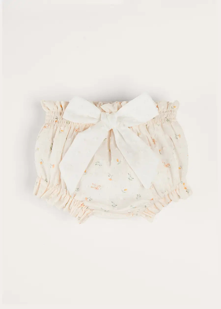 Esme Floral Bow Detail Bloomers in White (1-12mths) BLOOMER from Pepa London US