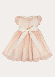 Constance Floral Hand Smocked Short Sleeve Party Dress in Pink (12mths-10yrs) DRESSES from Pepa London US