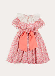 Emilia Floral Hand Smocked Ruffle Collar Short Sleeve Dress in Pink (12mths-10yrs) DRESSES from Pepa London US