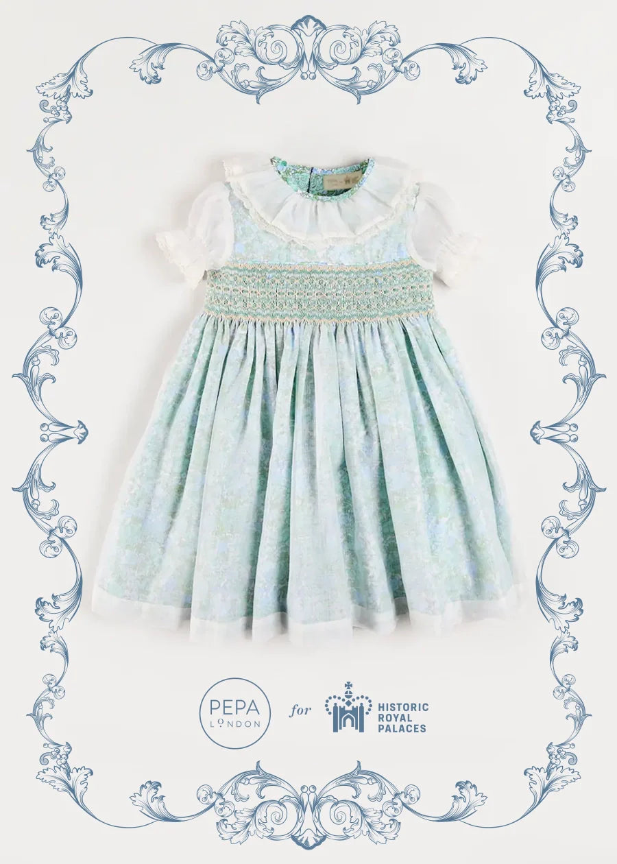 The Regency Floral Organza Dress in Green (2-10yrs) Dresses from Pepa London US