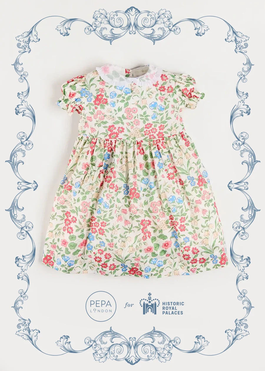 The Royal Floral Dress in Cream Made with Liberty Fabric (4-10yrs) Dresses from Pepa London US
