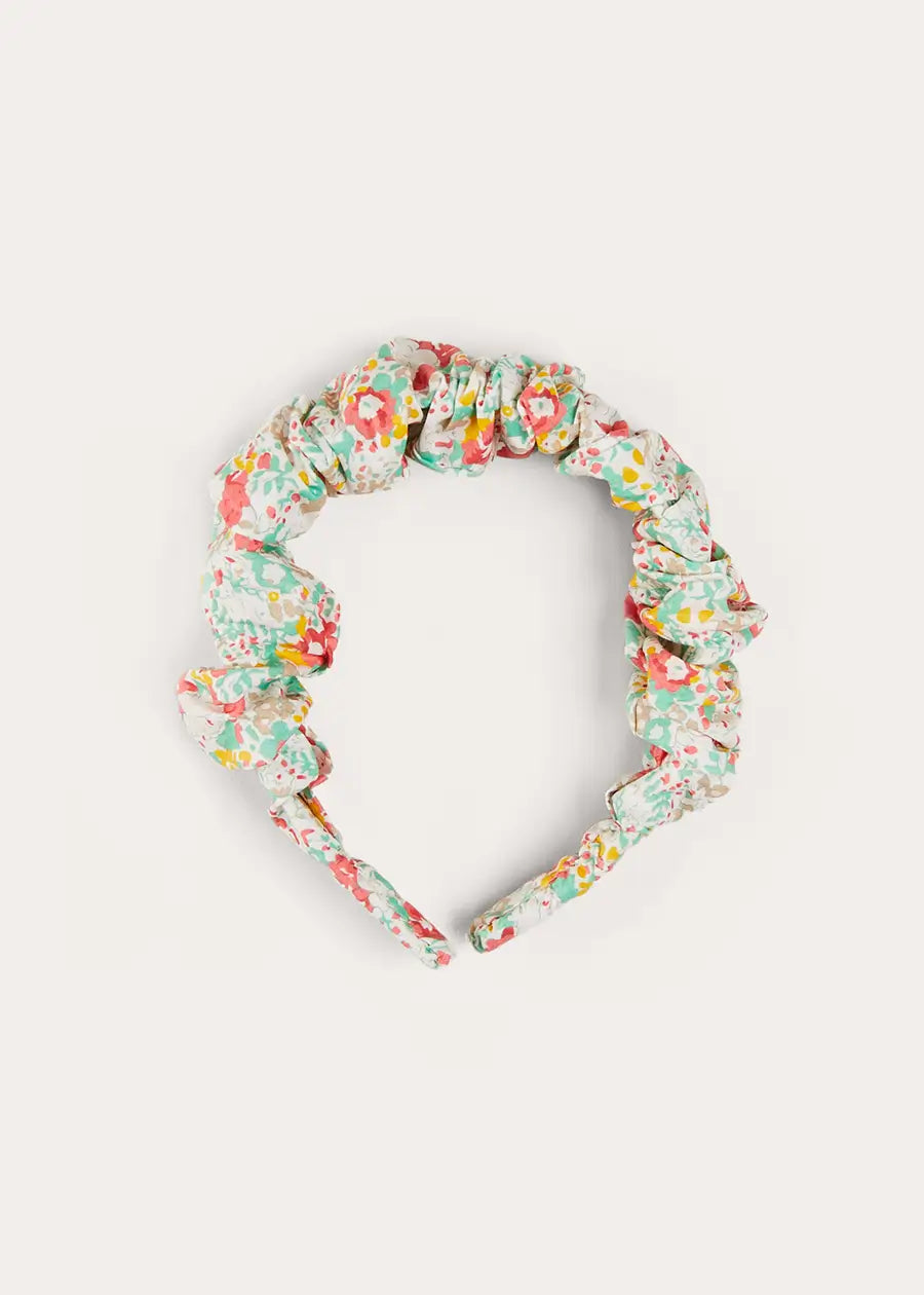 Clementine Floral Scrunchie Hairband in Coral HAIR ACCESSORIES from Pepa London US