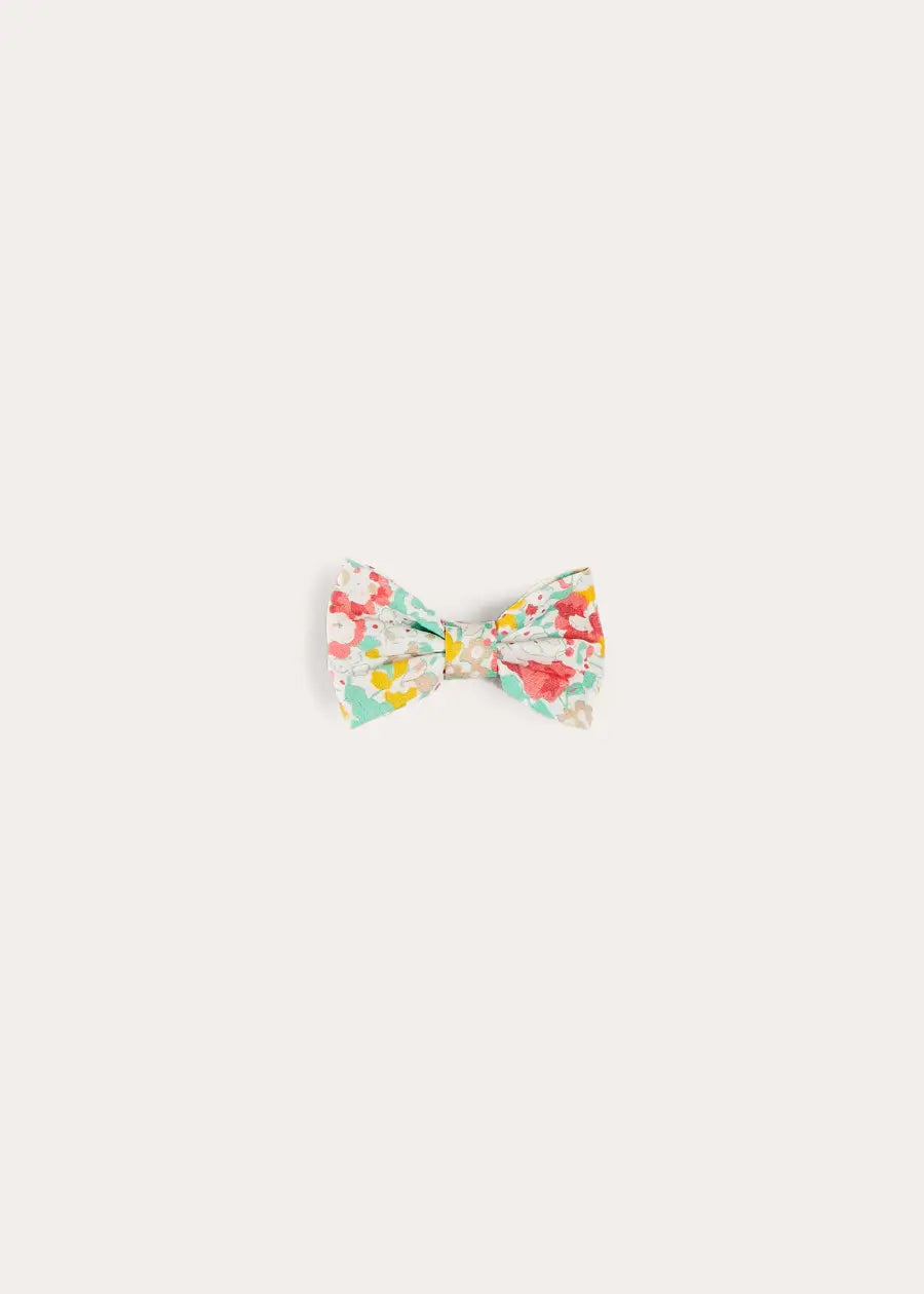 Clementine Floral Small Bow Hair Clip in Coral HAIR ACCESSORIES from Pepa London US