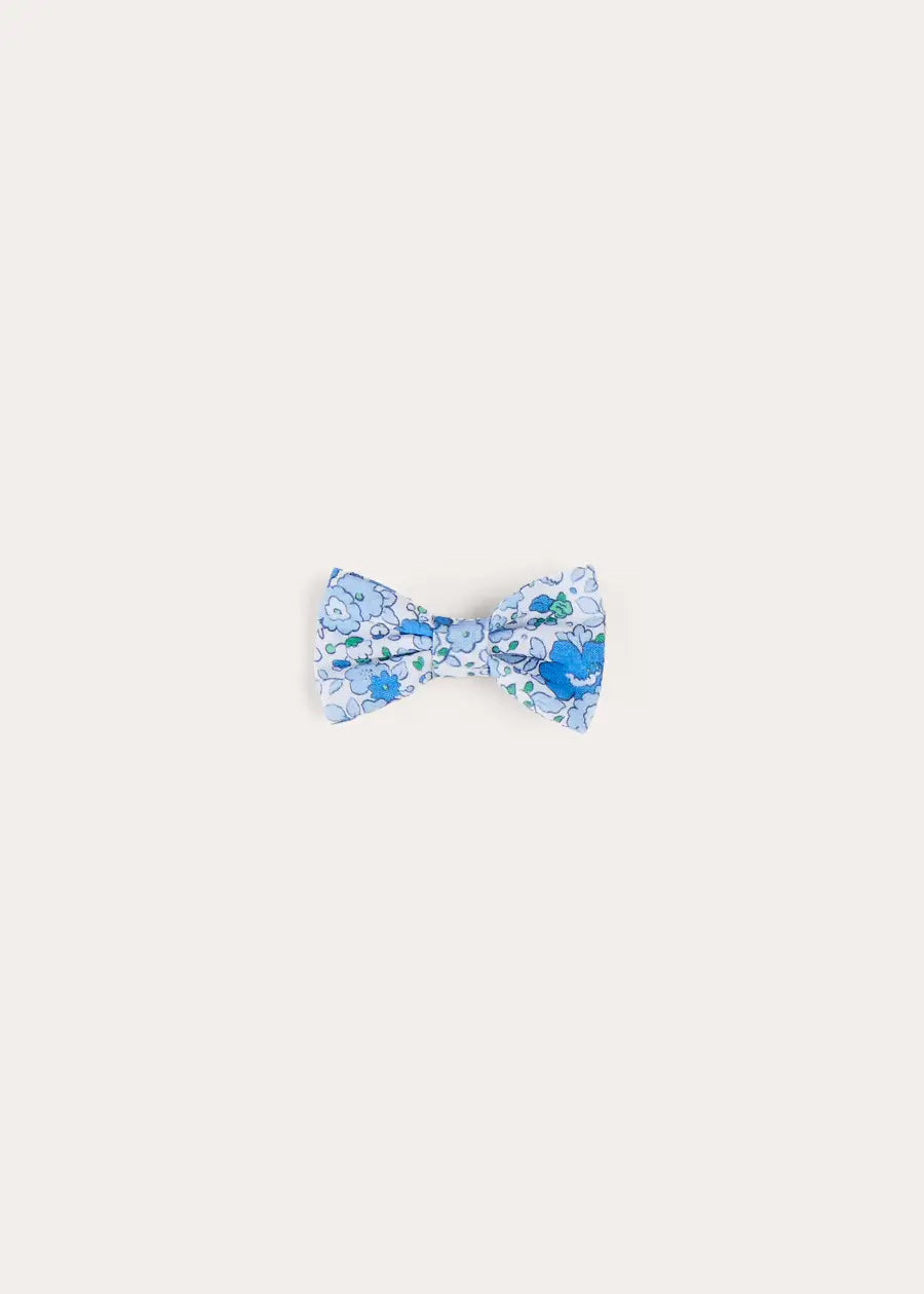 Olivia Floral Small Bow Hair Clip in Blue HAIR ACCESSORIES from Pepa London US
