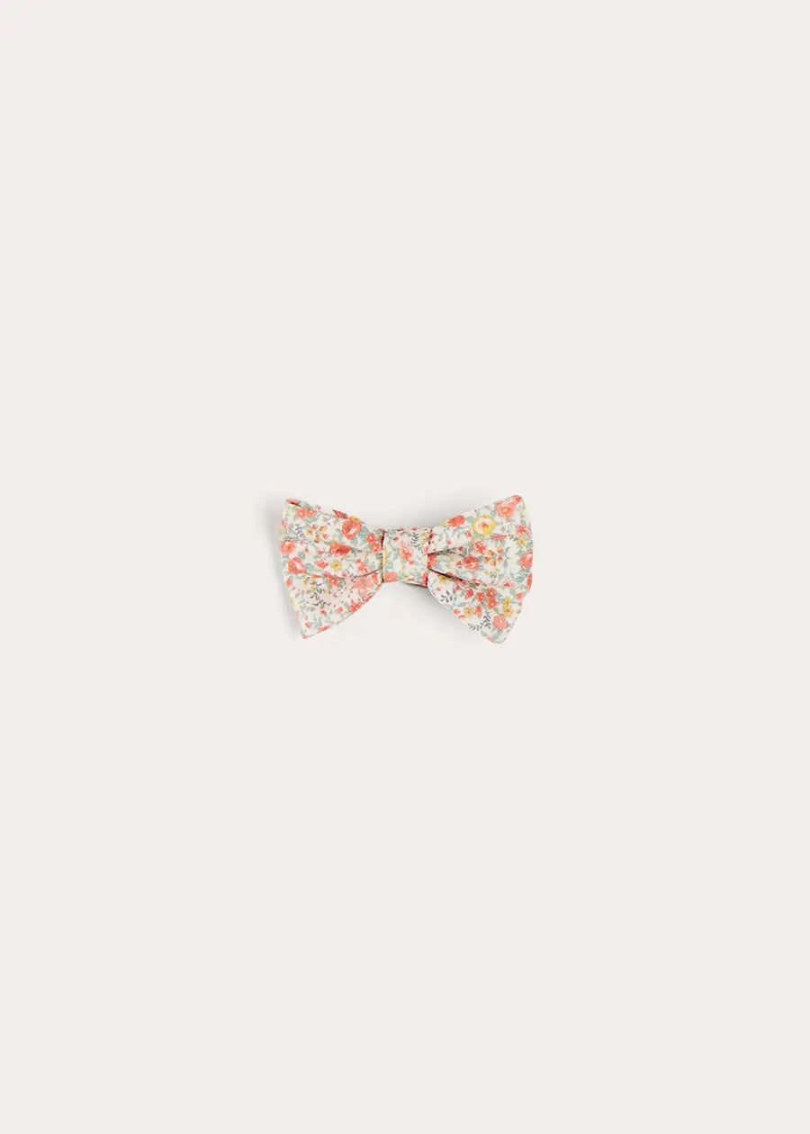 Mabel Floral Small Bow Hair Clip in Coral HAIR ACCESSORIES from Pepa London US