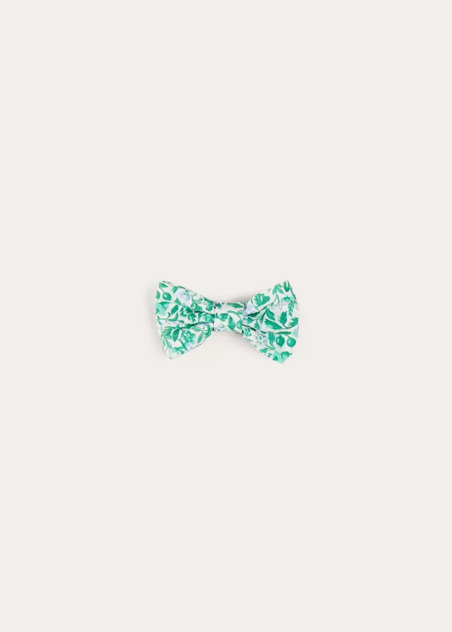 Adelaide Floral Small Bow Hair Clip in Green HAIR ACCESSORIES from Pepa London US
