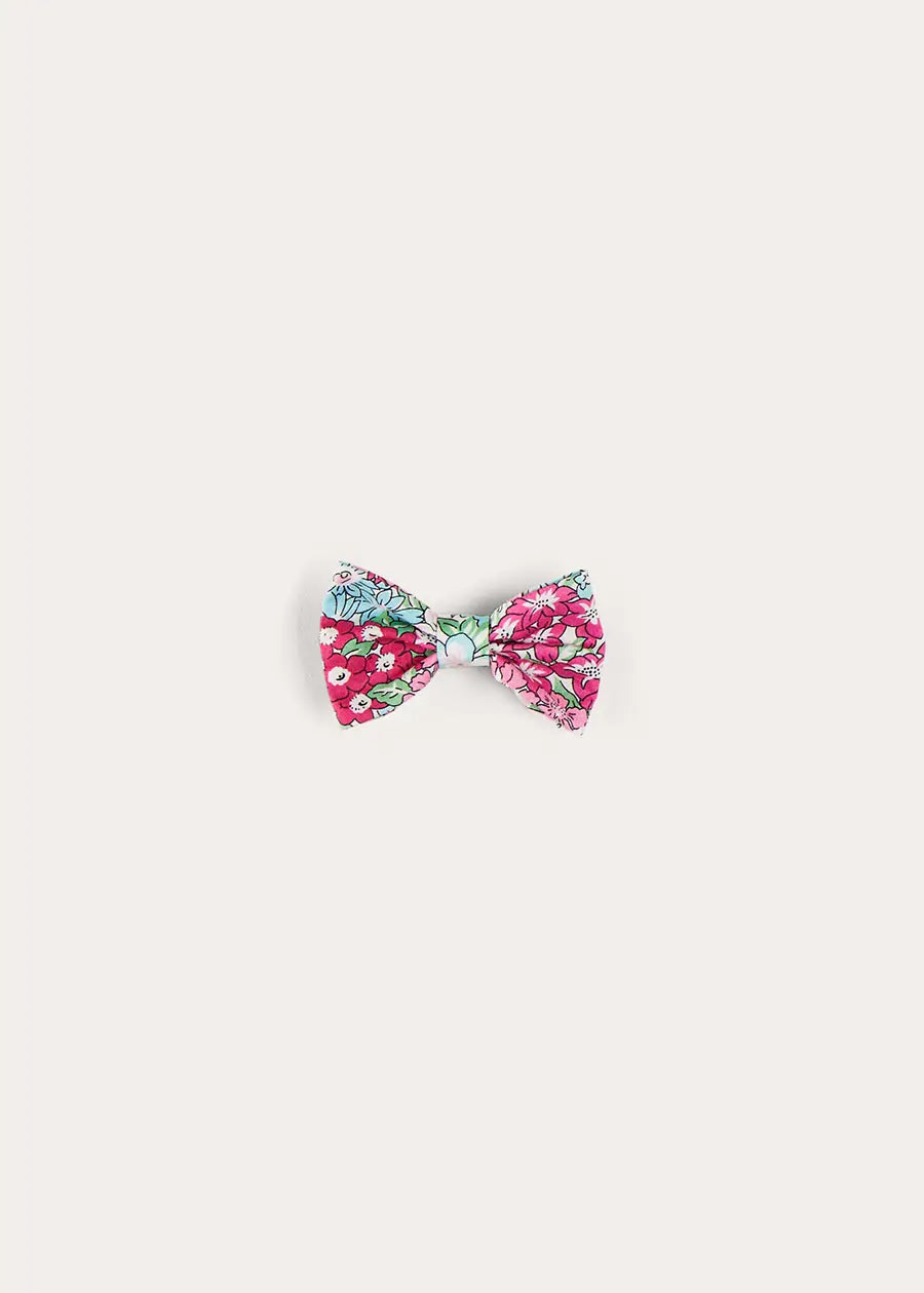 Viola Floral Small Bow Hair Clip in Pink HAIR ACCESSORIES from Pepa London US
