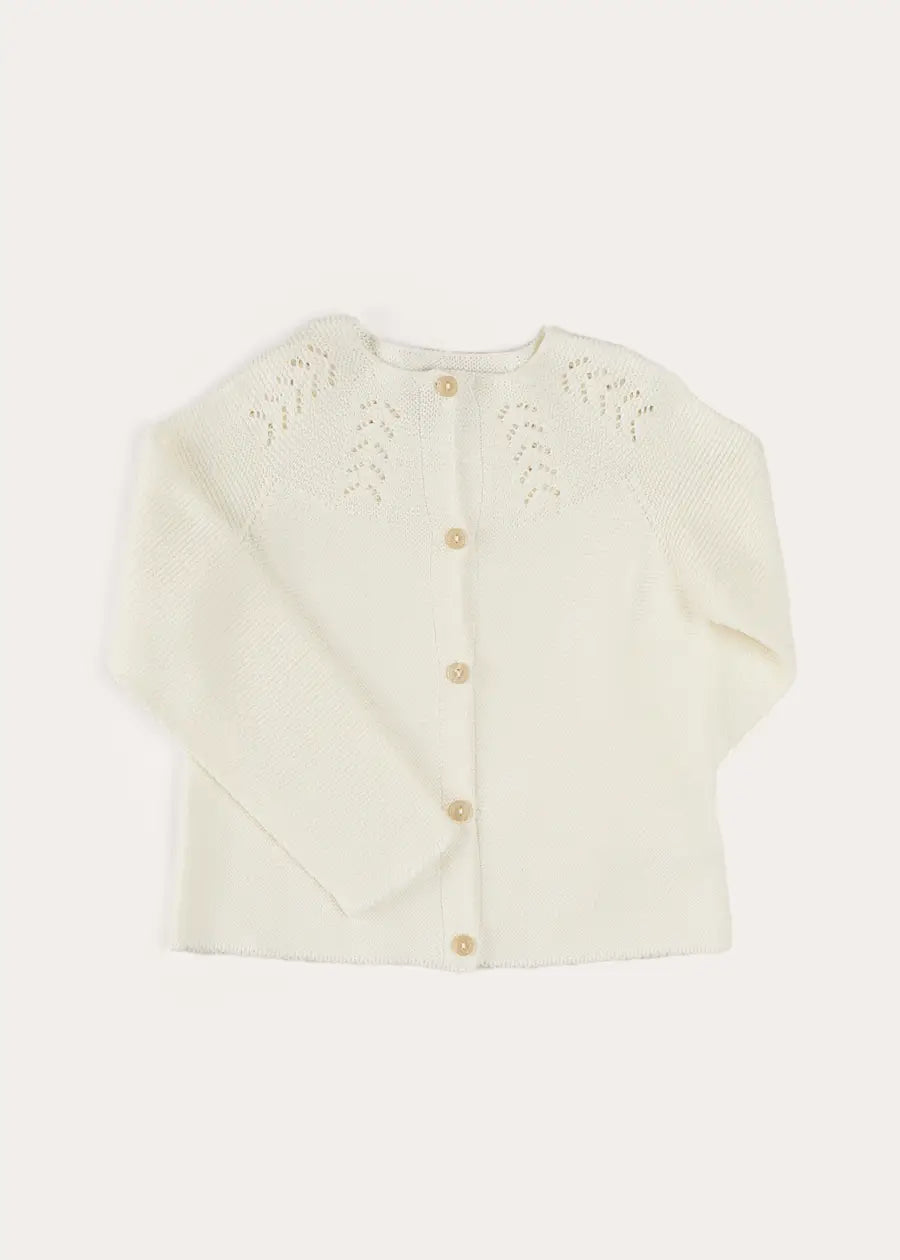 Openwork Cotton Cardigan in Cream (6mths-10yrs) KNITWEAR from Pepa London US