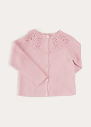 Openwork Cotton Cardigan in Pink (6mths-10yrs) KNITWEAR from Pepa London US