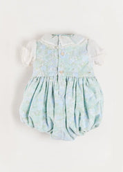 The Regency Floral Organza Romper in Green (6mths-3yrs) Rompers from Pepa London US