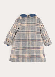 Walcott Check Long Sleeve Velvet Collar Dress in Navy (18mths-12yrs) Dresses from Pepa London US