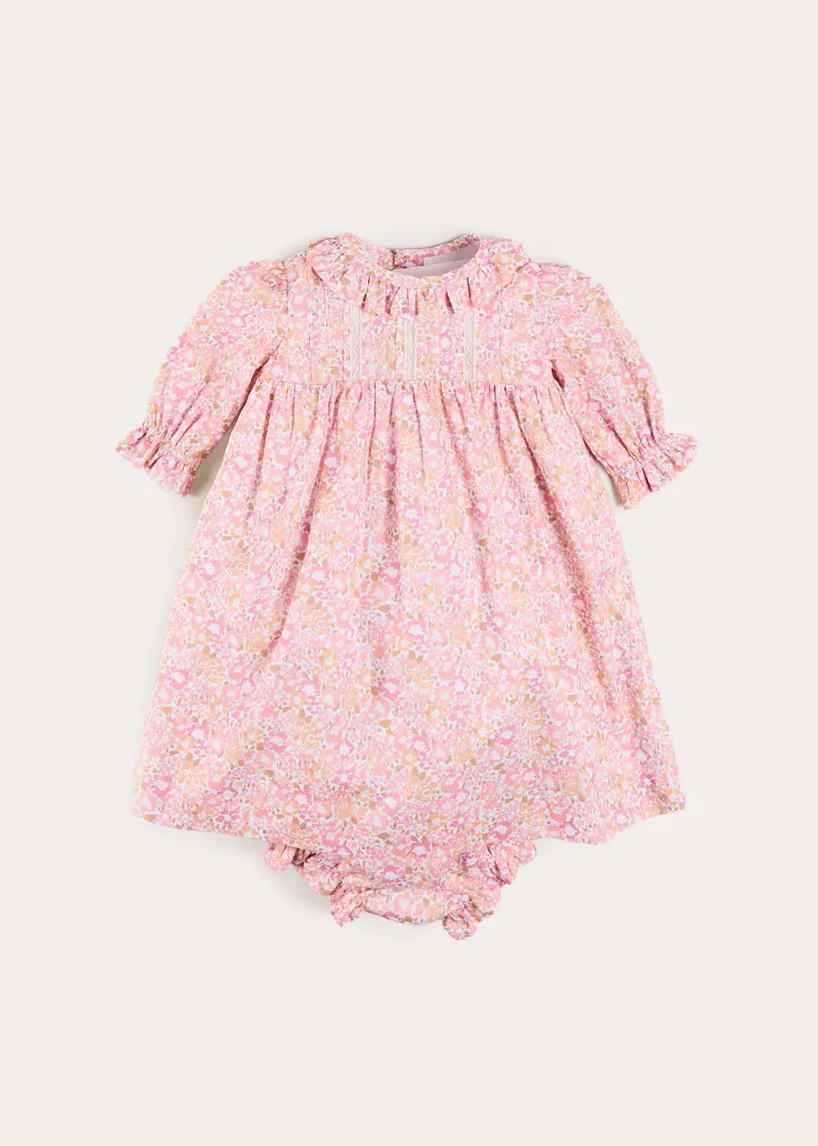 Nellie Floral Lace Detail Dress in Pink (1mth-12mths) Dresses from Pepa London US