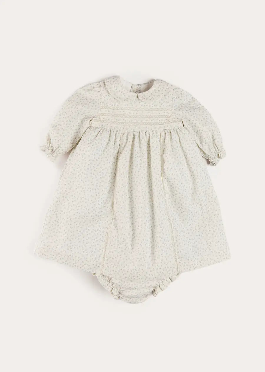 Betsy Floral Lace Detail Dress in Blue (1mth-12mths) Dresses from Pepa London